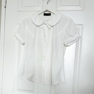 White chiffon peter pan collar blouse size XS